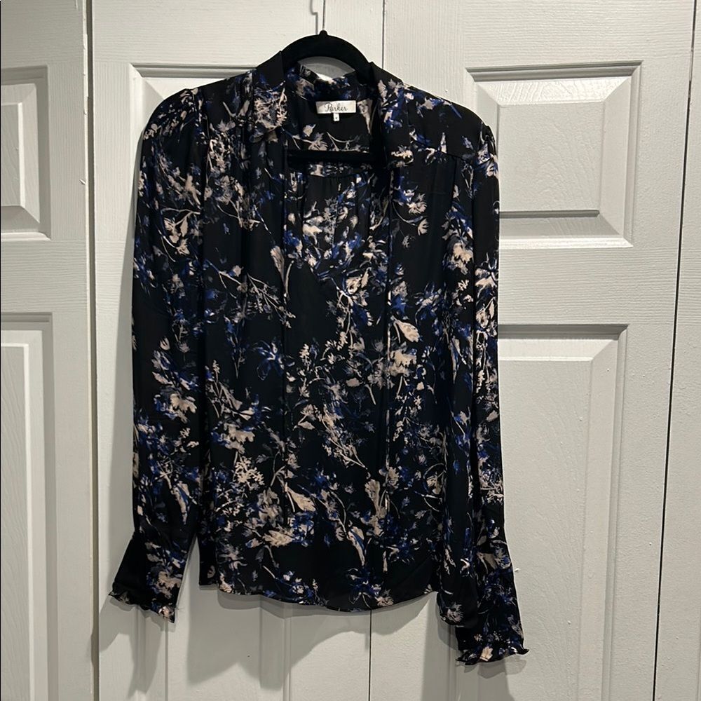 Parker Black Floral Top, Size Medium
